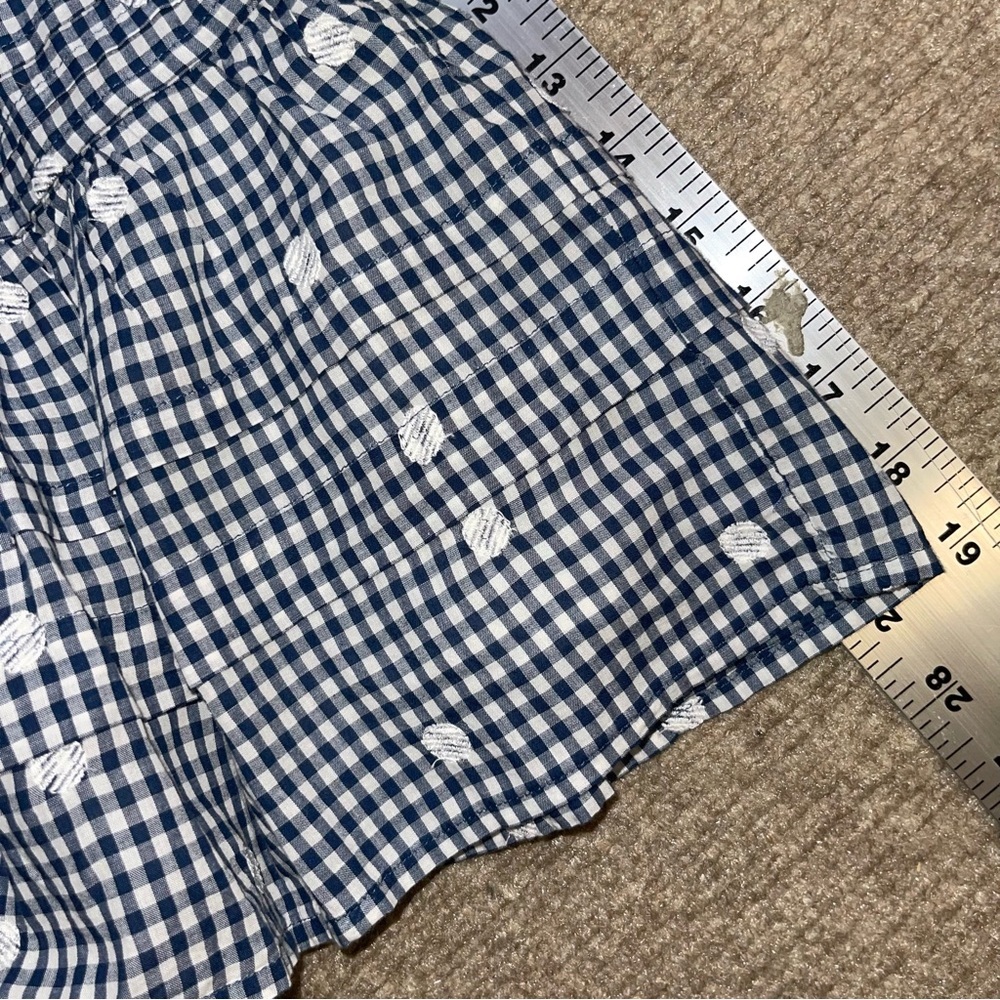 Madewell Navy Blue‎ Embroidered Tiered Pull-On Mini Skirt in Gingham Check new - Picture 10 of 11
